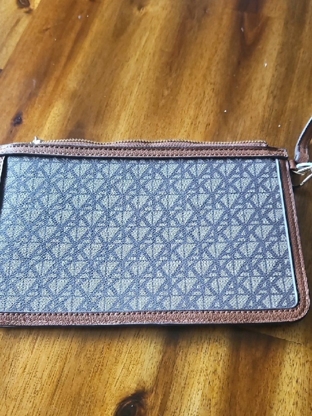Anne Klein Brown Monogram Wristlet with Matching Card Case - Picture 7 of 8
